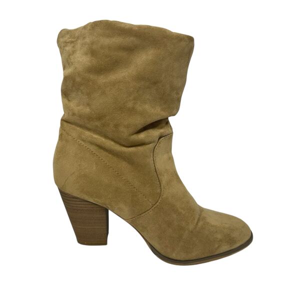 Slouchy Ankle Boots Womens SZ 7 Tan Faux Suede Boho Western Coquette Festival - Picture 3 of 13